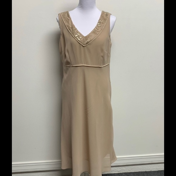 LE BOS | Size 10 | Champagne Embellished Sleeveless Dress & Sheer Jacket NWT - Picture 5 of 15